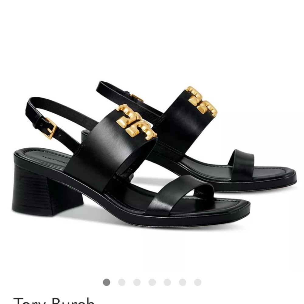 Tory Burch Black Sandals with Gold Details